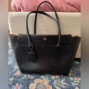Tory Burch Black Leather Tote Purse